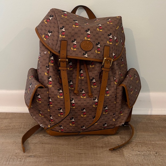 Gucci Handbags - Gucci Brown Mickey Mouse Backpack